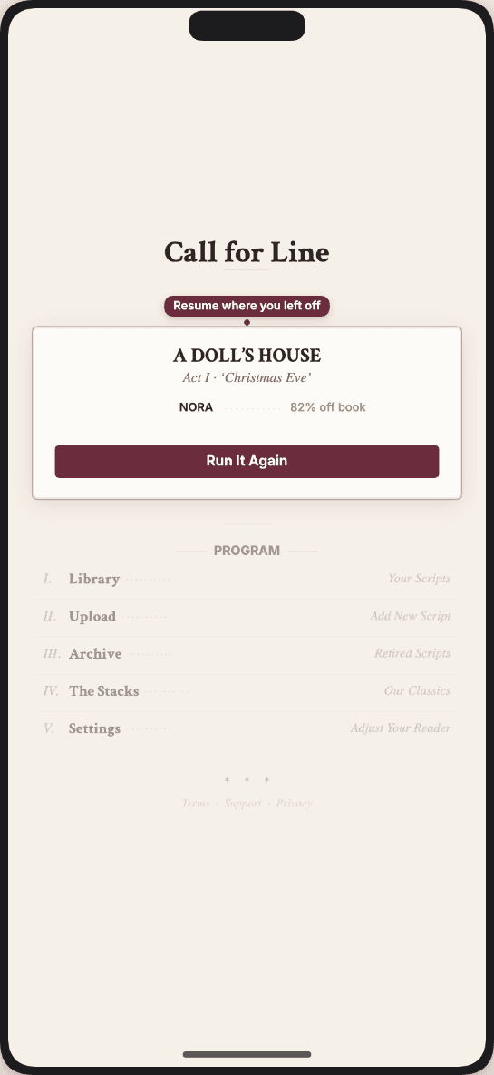 Call for Line home screen with script library