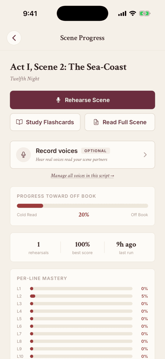 Accuracy scores and progress tracking in Call for Line